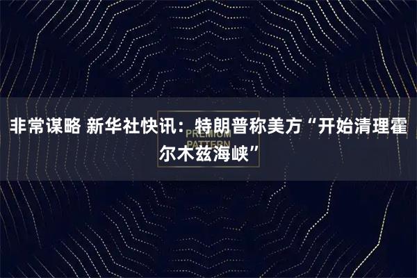 非常谋略 新华社快讯:特朗普称美方“开始清理霍尔木兹海峡”